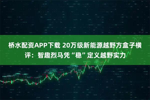 桥水配资APP下载 20万级新能源越野方盒子横评：智趣烈马凭“稳”定义越野实力